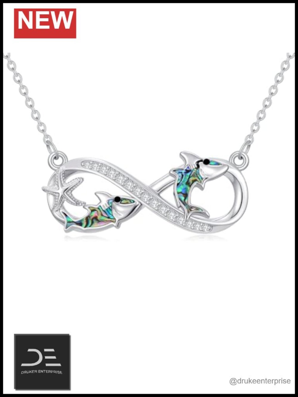 YYB Sterling Silver Abalone Sea Turtle Ocean Necklace Pendant 18in for Women